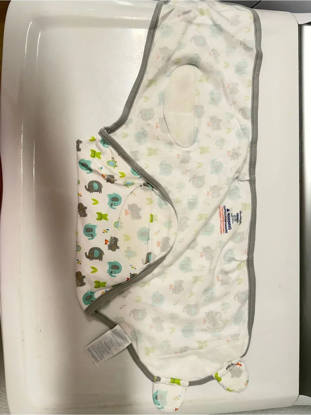 SwaddleMe Baby Swaddle - White with Teal, Gray & Lime Animal Print